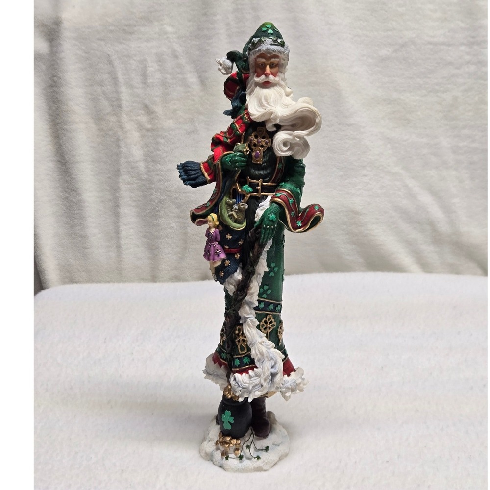 Lenox 2001 Shamrock Santa Figurine Irish Heritage Father Christmas Celtic Green